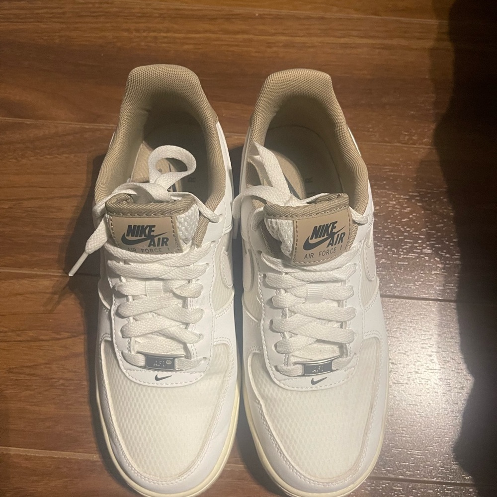 Nike Air Force 1 women White and Tan Sneakers
